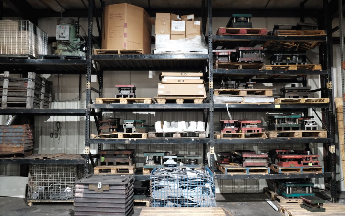 Die sets and tooling stored on the ATM racks